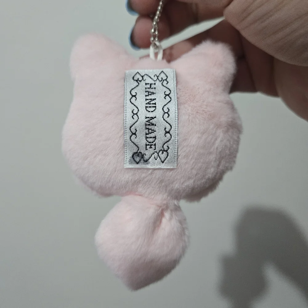 Cute Pink Long Tail Cat Plush Charm